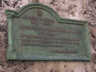 Plaque to Joaquin E. Weiss, famous Cuban Jewish architest