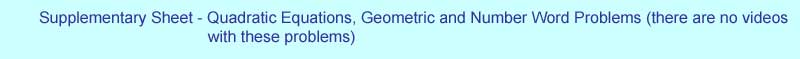 Quadratic Word Problems