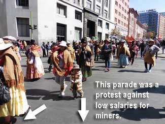 La Paz - Protest parade against low salaries for miners